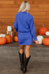 Half Zip Collared Pullover Pocket Mini Skirt Two Piece Dresses